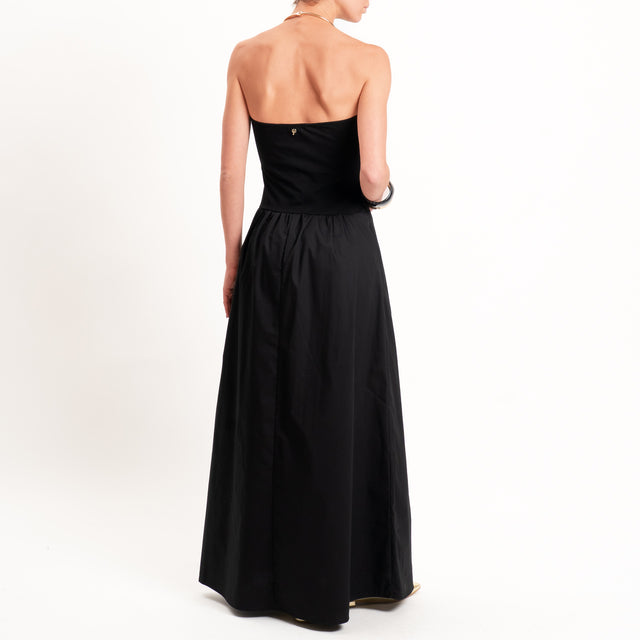 Philia Loft-Abito a fascia doppio tessuto - nero