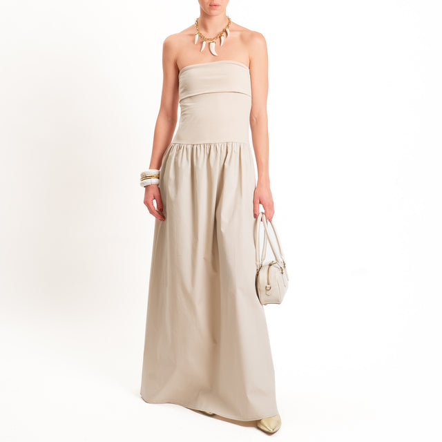 Philia Loft-Abito a fascia doppio tessuto - beige