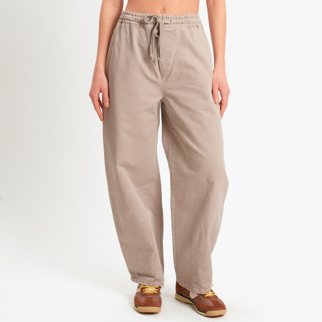 Philia Loft -Pantalone elastico in vita con coulisse - cammello