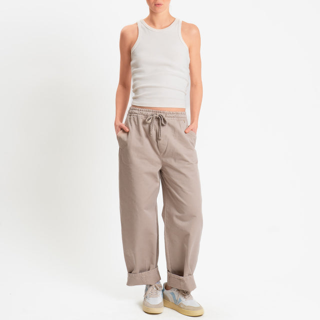 Philia Loft -Pantalone elastico in vita con coulisse - cammello
