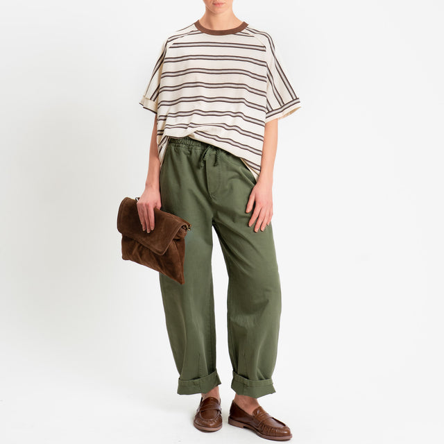 Philia Loft -Pantalone elastico in vita con coulisse - kaki