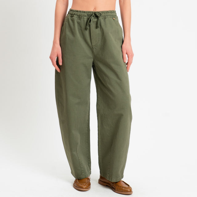 Philia Loft -Pantalone elastico in vita con coulisse - kaki