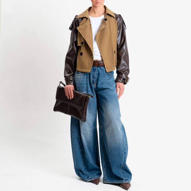 Philia Loft-Bomber doppio tessuto con cintura - biscotto/moro