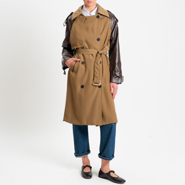 Philia Loft-Trench doppio tessuto con cintura - beige/moro