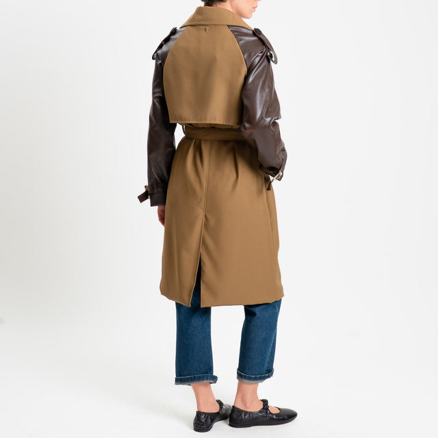 Philia Loft-Trench doppio tessuto con cintura - beige/moro
