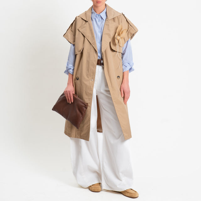 Philia Loft-Trench over in popeline doppio petto - sabbia