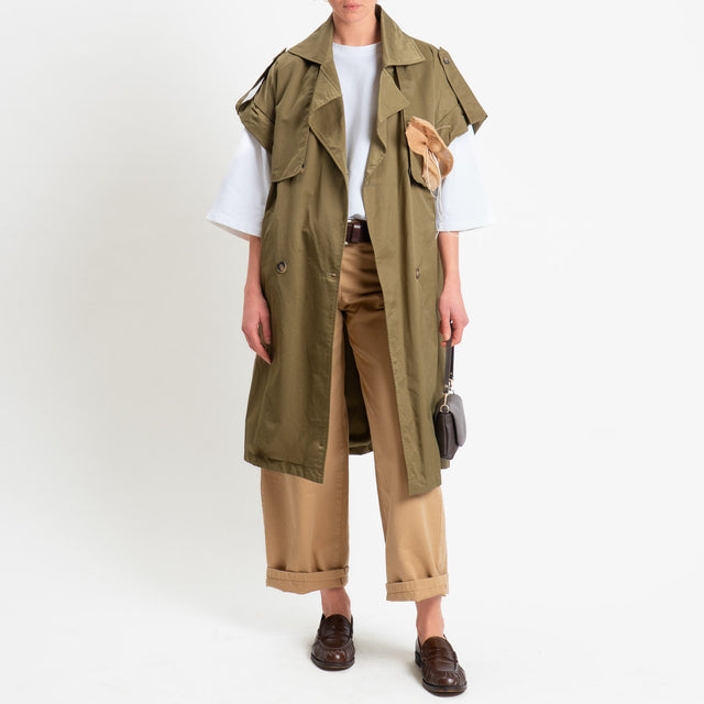Philia Loft-Trench over in popeline doppio petto - militare