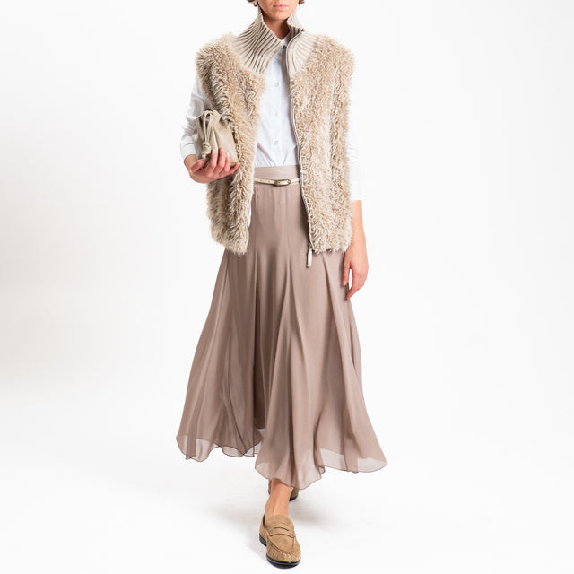 Philia loft-Gonna viscosa elastico dietro - sabbia