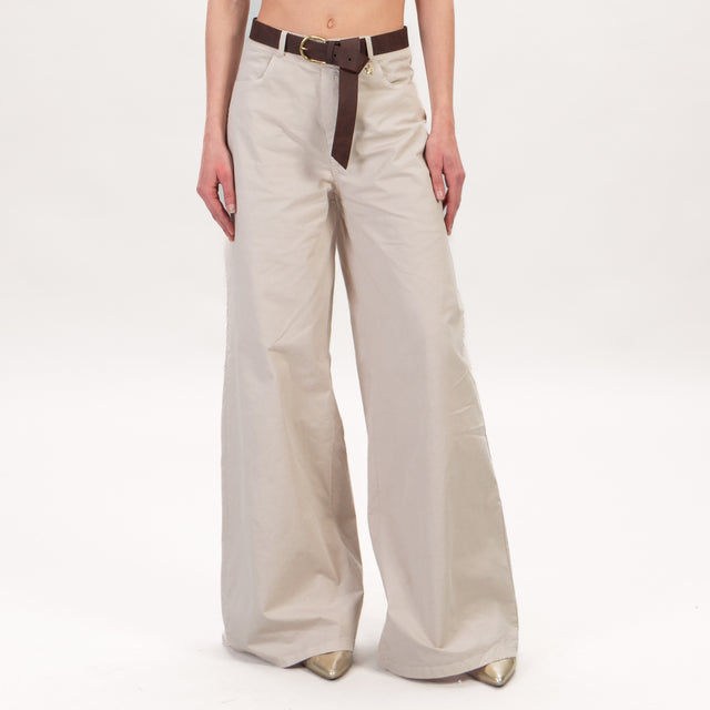 Souvenir-Pantalone wide leg con cintura - sand
