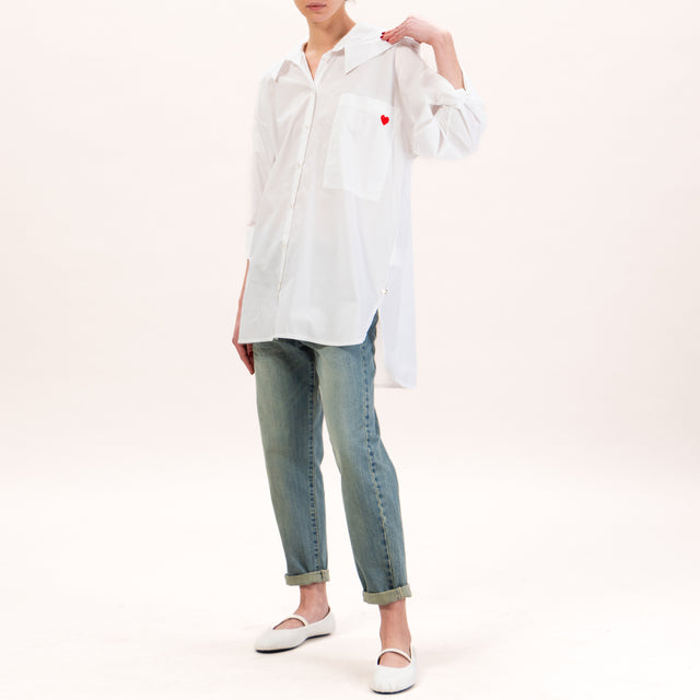 Souvenir-Camicia con cappuccio spacchi laterali - bianco