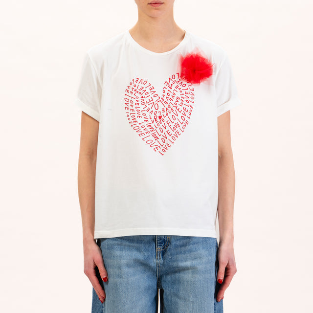 Souvenir-T-shirt love con spilla - latte/rosso