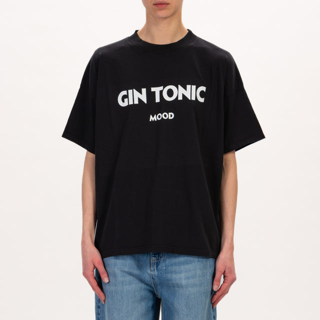 Vicolo-T-shirt GIN TONIC MOOD - nero/bianco