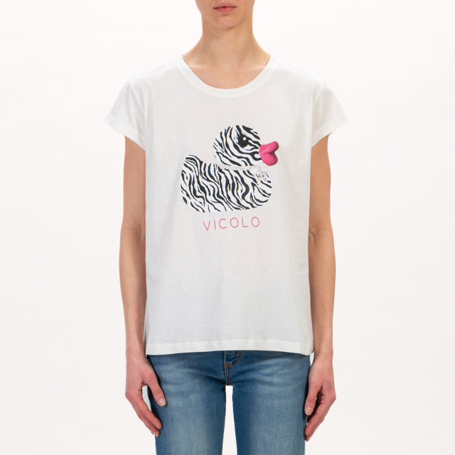 Vicolo-T-shirt papera fantasia zebrata - latte