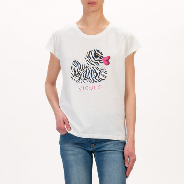 Vicolo-T-shirt papera fantasia zebrata - latte