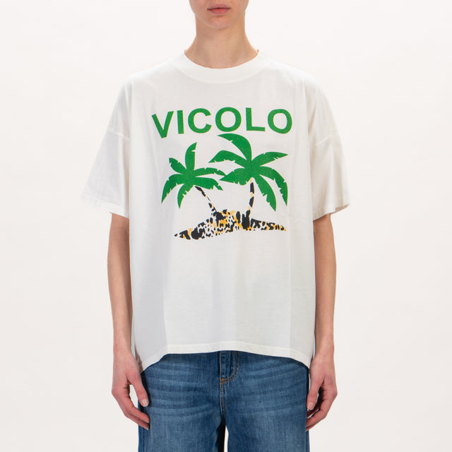 Vicolo-T-shirt VICOLO palme - latte/verde