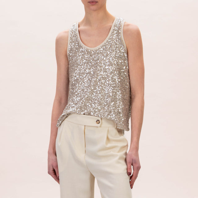Tensione in-Top paillettes - sand/argento