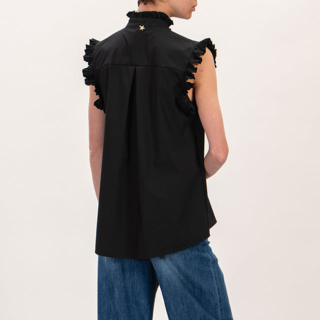 Souvenir-Camicia smanicata con rouches - nero