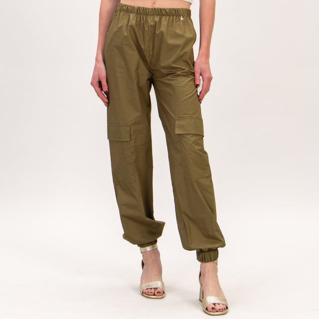 Souvenir-Pantalone cargo elastico in vita - militare