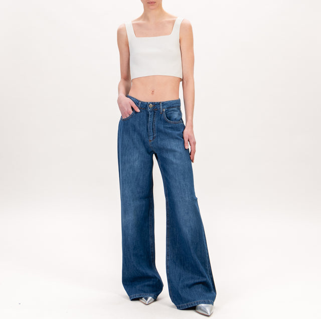 Zeroassoluto-Jeans SARA wide leg tela morbida - denim