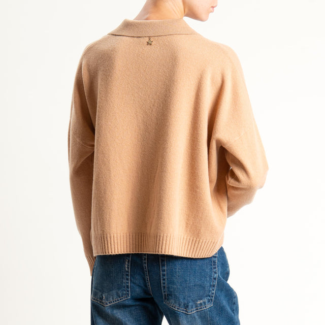 Souvenir-Maglia polo scatola 100% lana soft - cammello