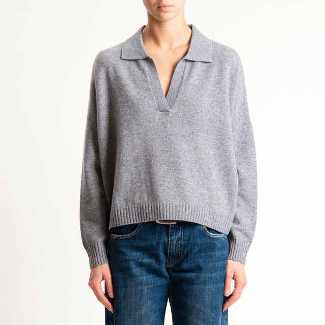 Souvenir-Maglia polo scatola 100% lana soft - grigio
