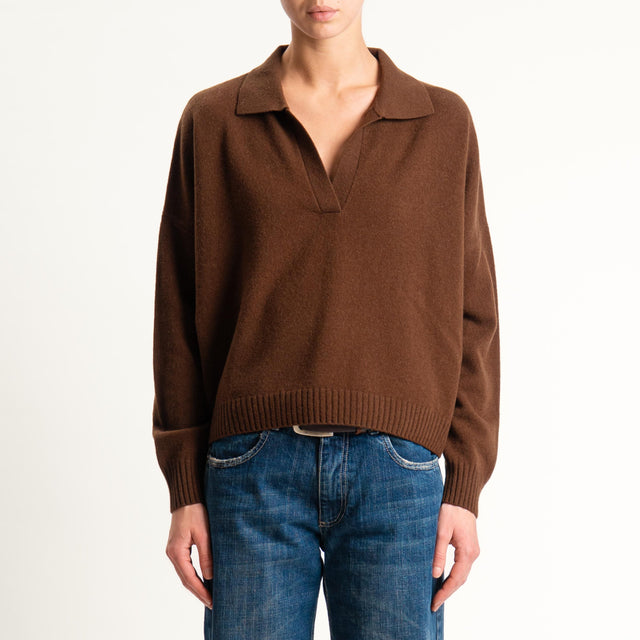 Souvenir-Maglia polo scatola 100% lana soft - moro