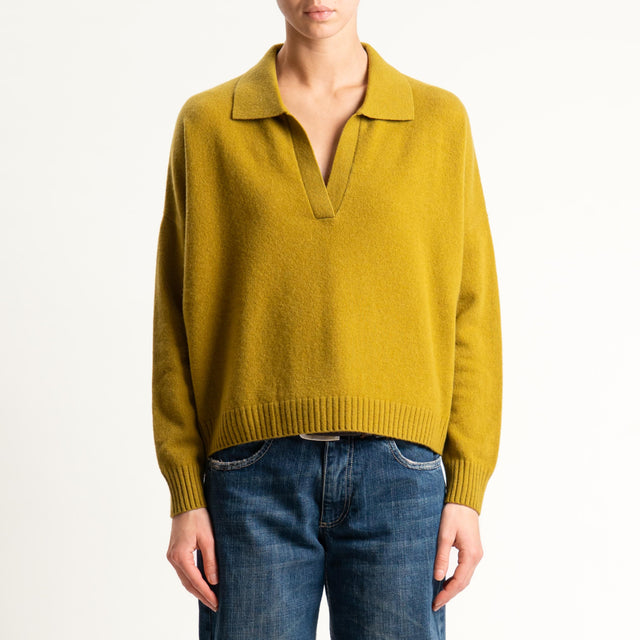 Souvenir-Maglia polo scatola 100% lana soft - olio