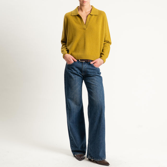 Souvenir-Maglia polo scatola 100% lana soft - olio