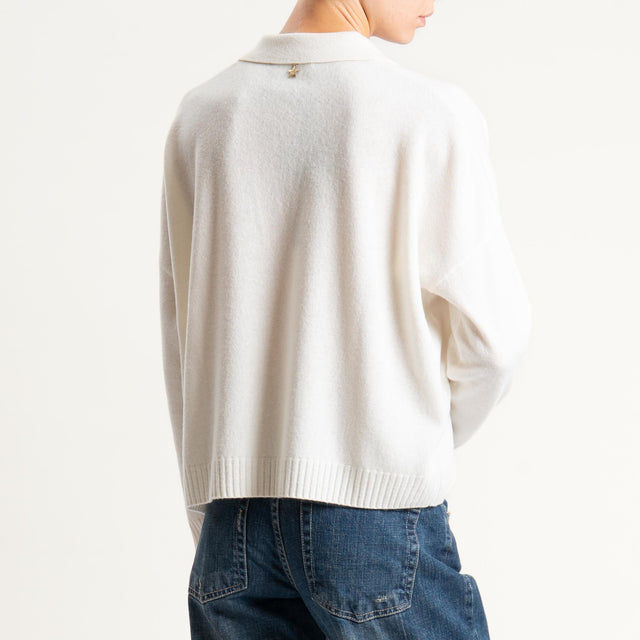 Souvenir-Maglia polo scatola 100% lana soft - panna