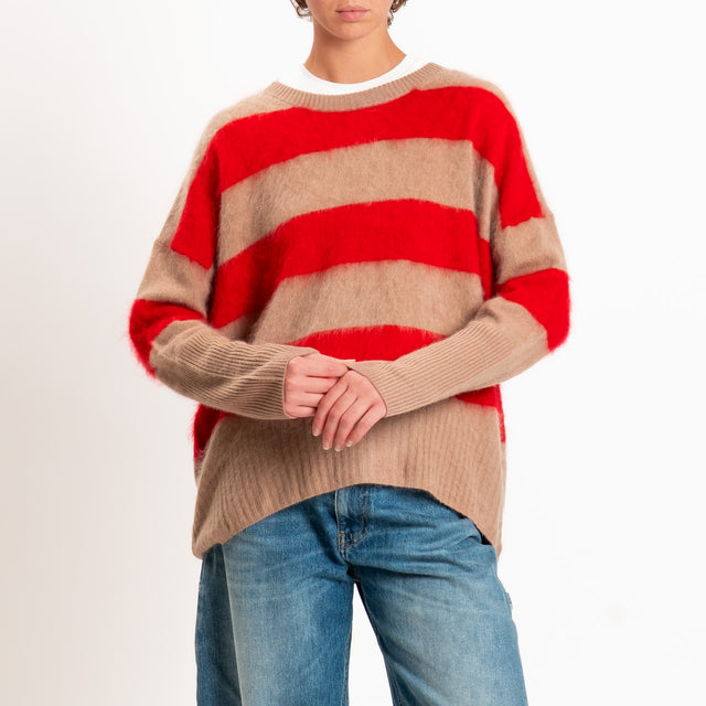 Souvenir-Maglia righe misto cashmere - camel/rosso