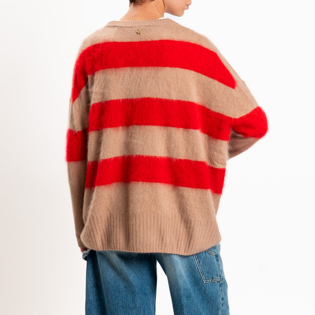 Souvenir-Maglia righe misto cashmere - camel/rosso