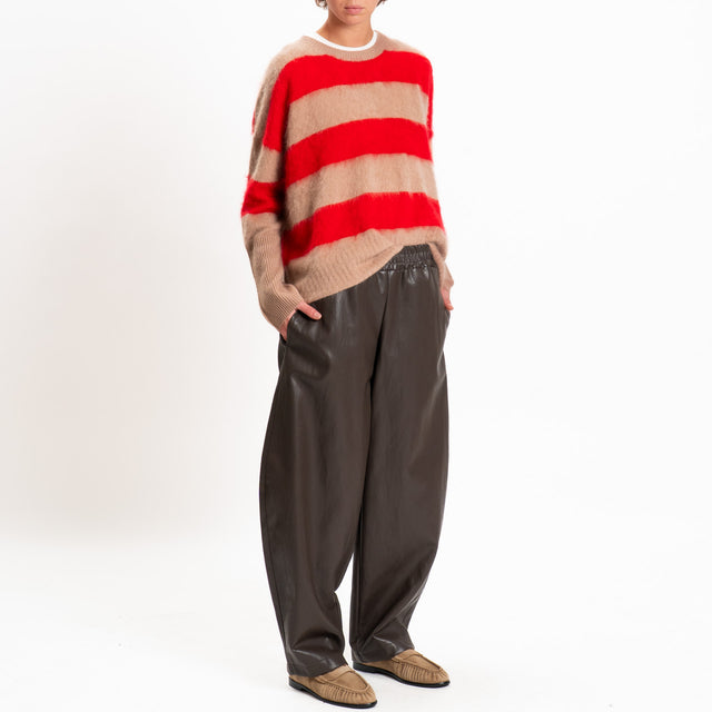 Souvenir-Maglia righe misto cashmere - camel/rosso