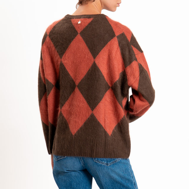 Souvenir-Maglia misto cashmere rombi - moro/blush