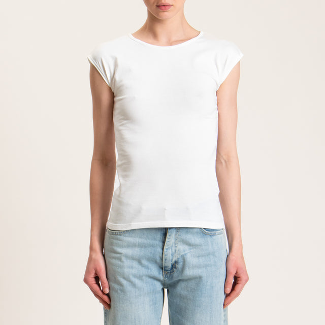Souvenir-T-shirt smanicata scollato dietro - bianco