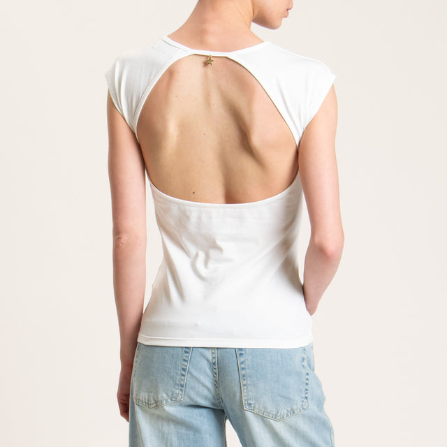 Souvenir-T-shirt smanicata scollato dietro - bianco