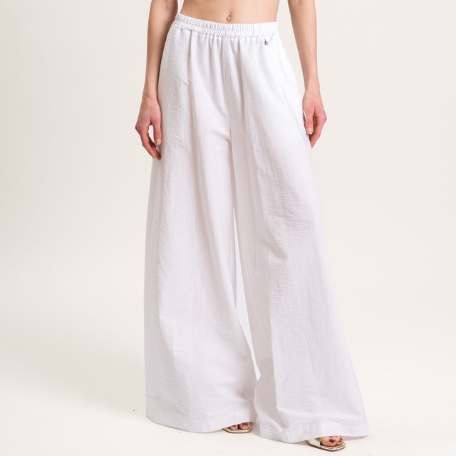 Souvenir-Pantalone wide leg elastico in vita - panna