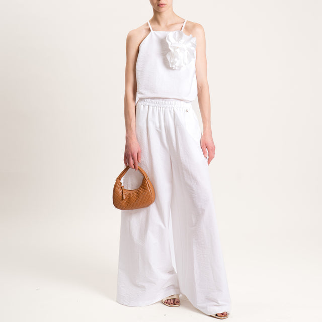 Souvenir-Pantalone wide leg elastico in vita - panna