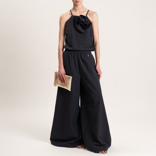 Souvenir-Pantalone wide leg elastico in vita - nero