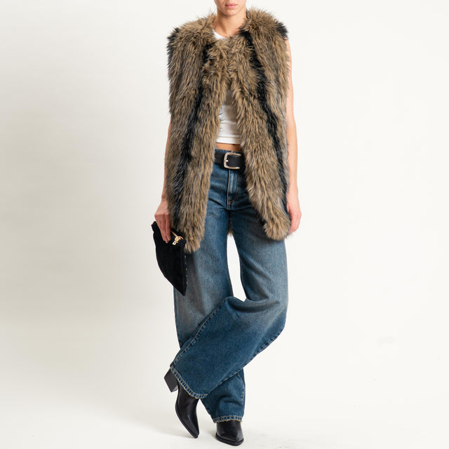 Souvenir- Gilet ecopelliccia - beige/nero*