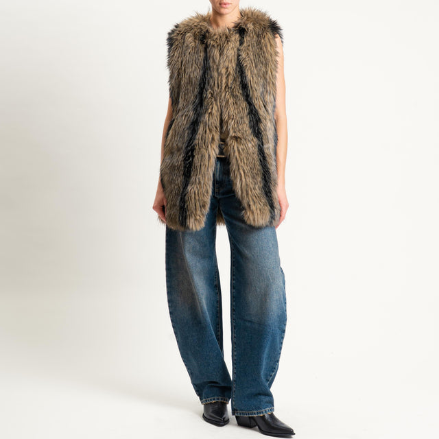 Souvenir- Gilet ecopelliccia - beige/nero*