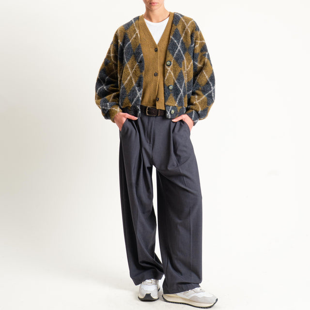 Souvenir-Cardigan misto lana rombi - olio/antracite