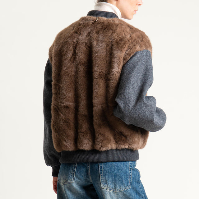 Souvenir- Bomber doppio tessuto - grigio/moro