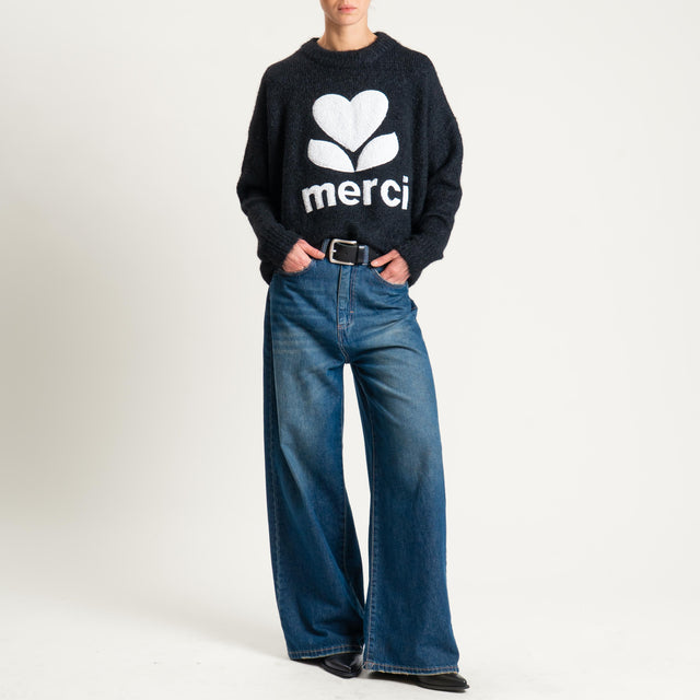 Souvenir-Maglia mohair con patch - nero