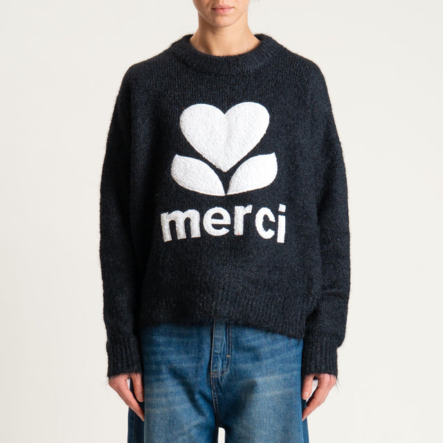 Souvenir-Maglia mohair con patch - nero