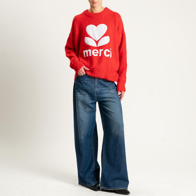 Souvenir-Maglia mohair con patch - rosso