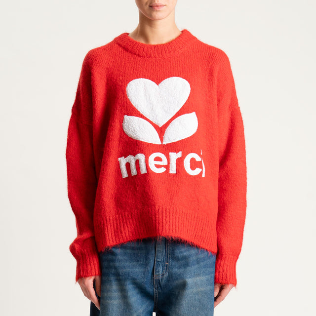 Souvenir-Maglia mohair con patch - rosso