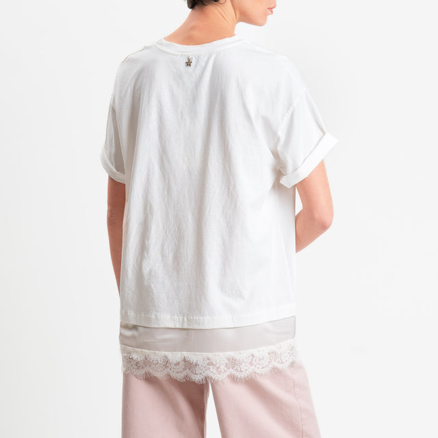 Souvenir-T-shirt doppio tessuto con pizzo - bianco