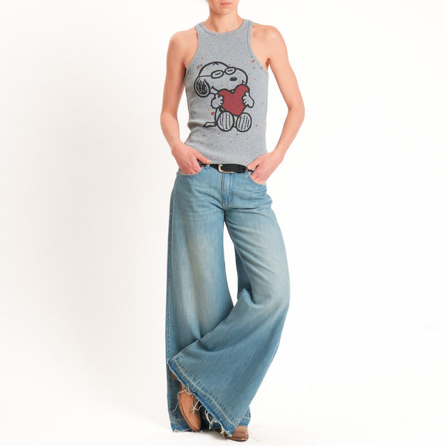 Souvenir-Top Snoopy a costine elasticizzato - grigio