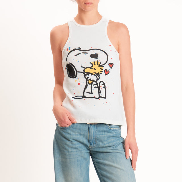 Souvenir-Top Snoopy a costine elasticizzato - bianco