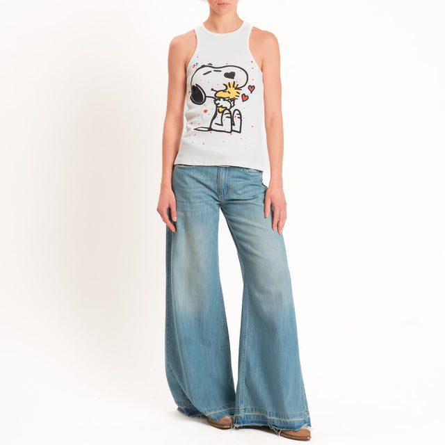 Souvenir-Top Snoopy a costine elasticizzato - bianco